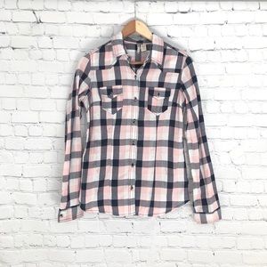 Japna Pink and Blue Plaid Button up SIZE Medium